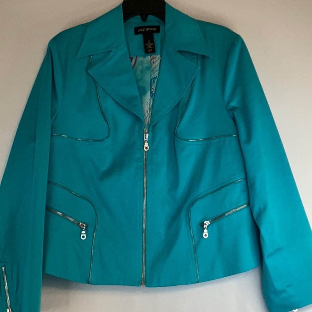 Lane Bryant Blue Blazer Classic Collar Waist-Length
